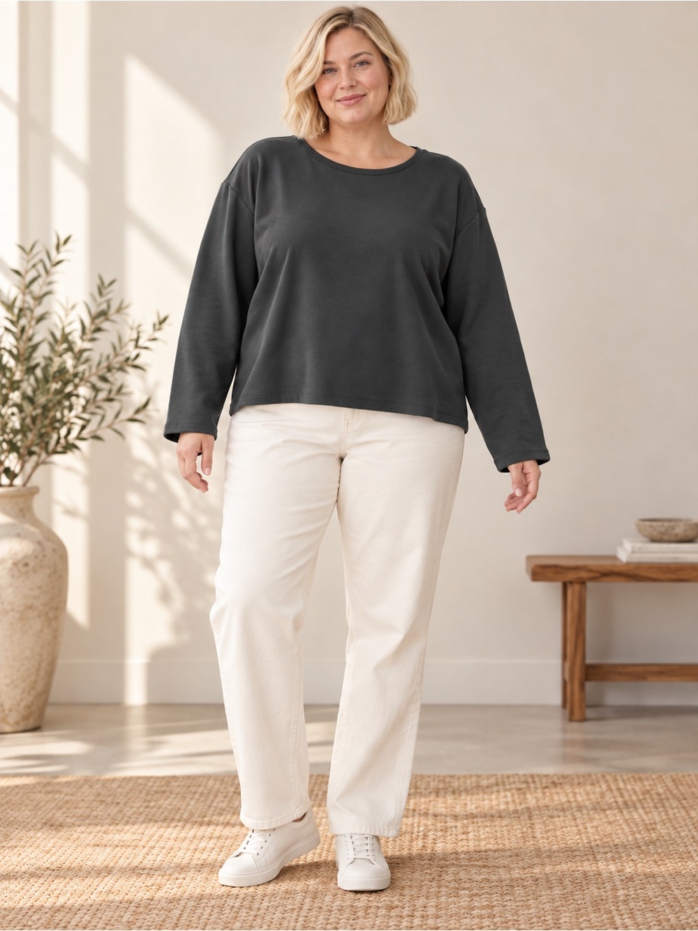 Spanx Air Essentials Long-Sleeve Slate Gray Women's Top
